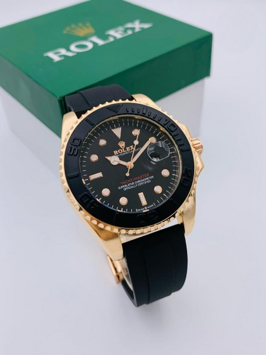 ( Golden ) Rolex Stylish Watch For Men Adjustable Rubber Strap