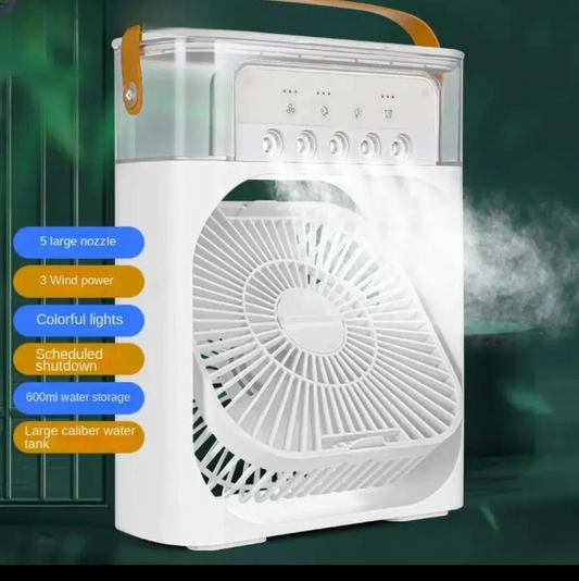 Portable Air Conditioner Fan Usb Electric Fan With Led Night Light, Fine Mist Water, And Humidifier Function